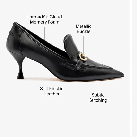 Larroudé women Susan Pump In Black Leather size 8.5 $330 gently used